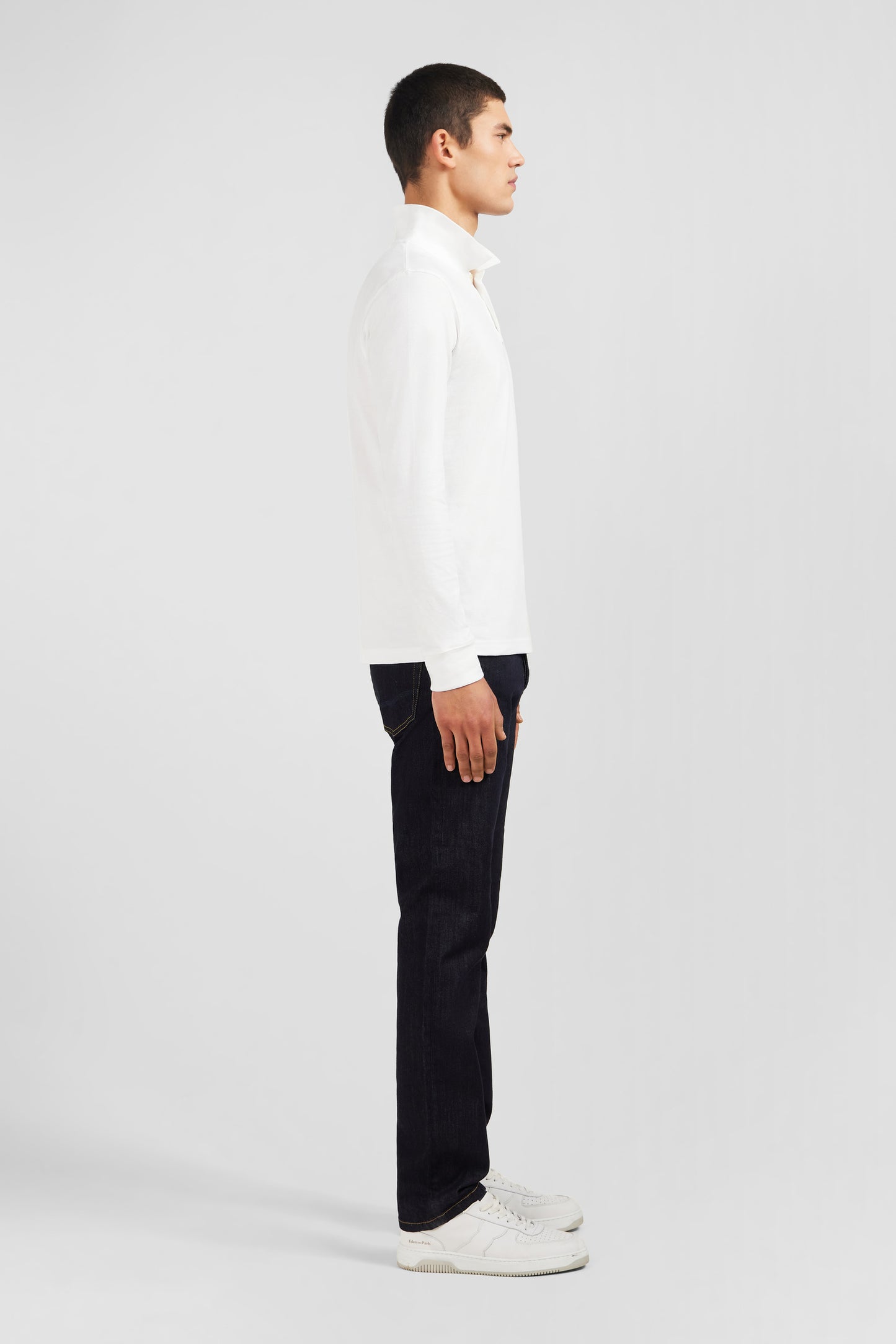 White cotton polo with contrasting neck