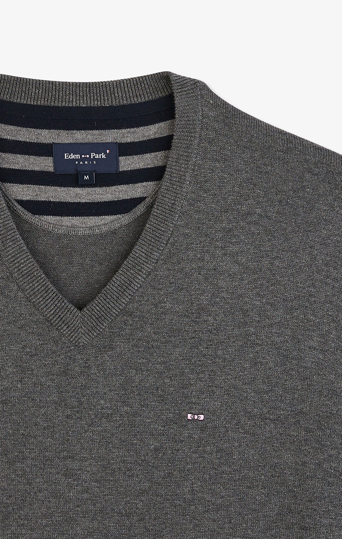 Grey V-neck cotton jersey jumper