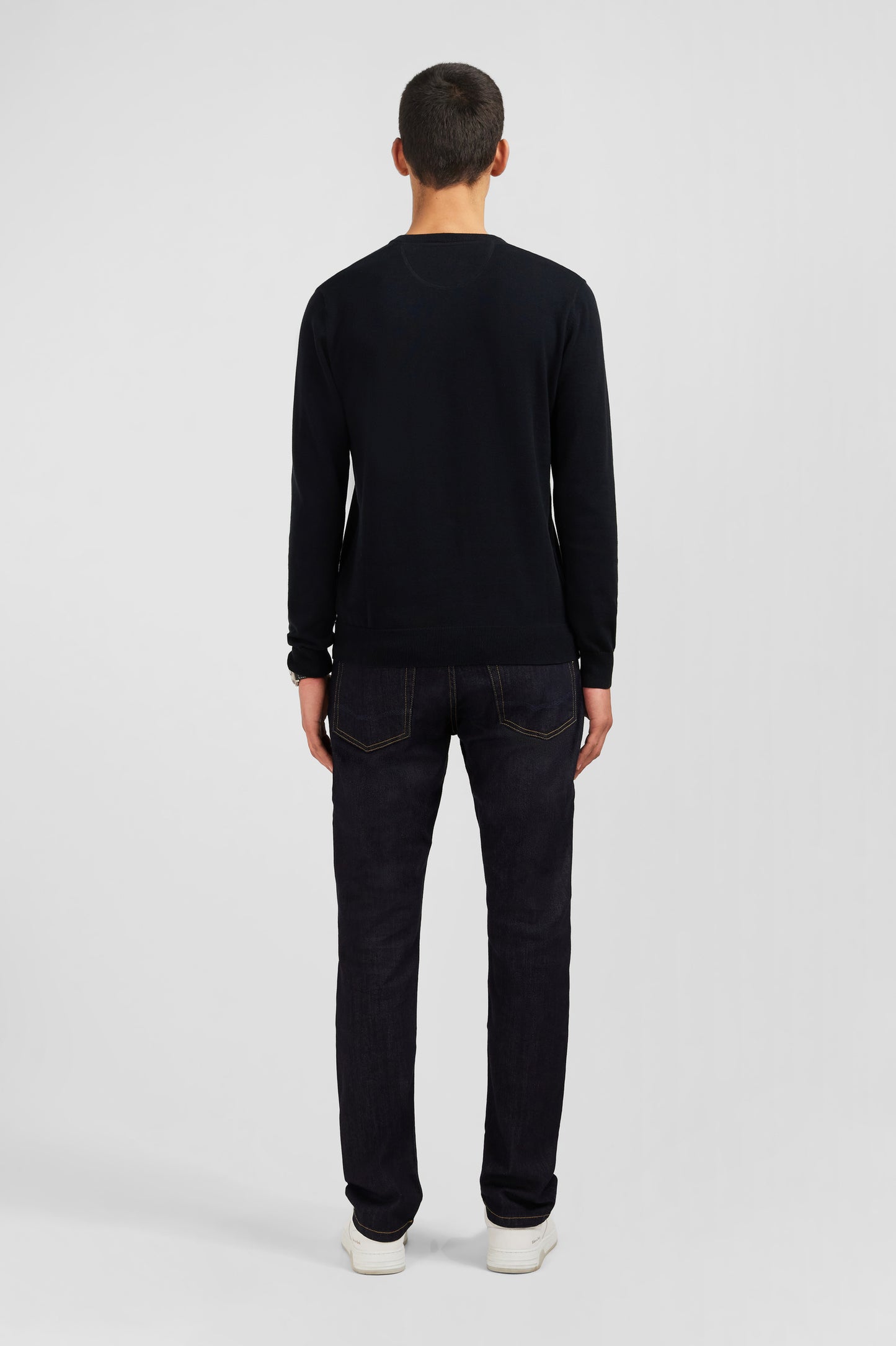 Black cotton V-neck sweater
