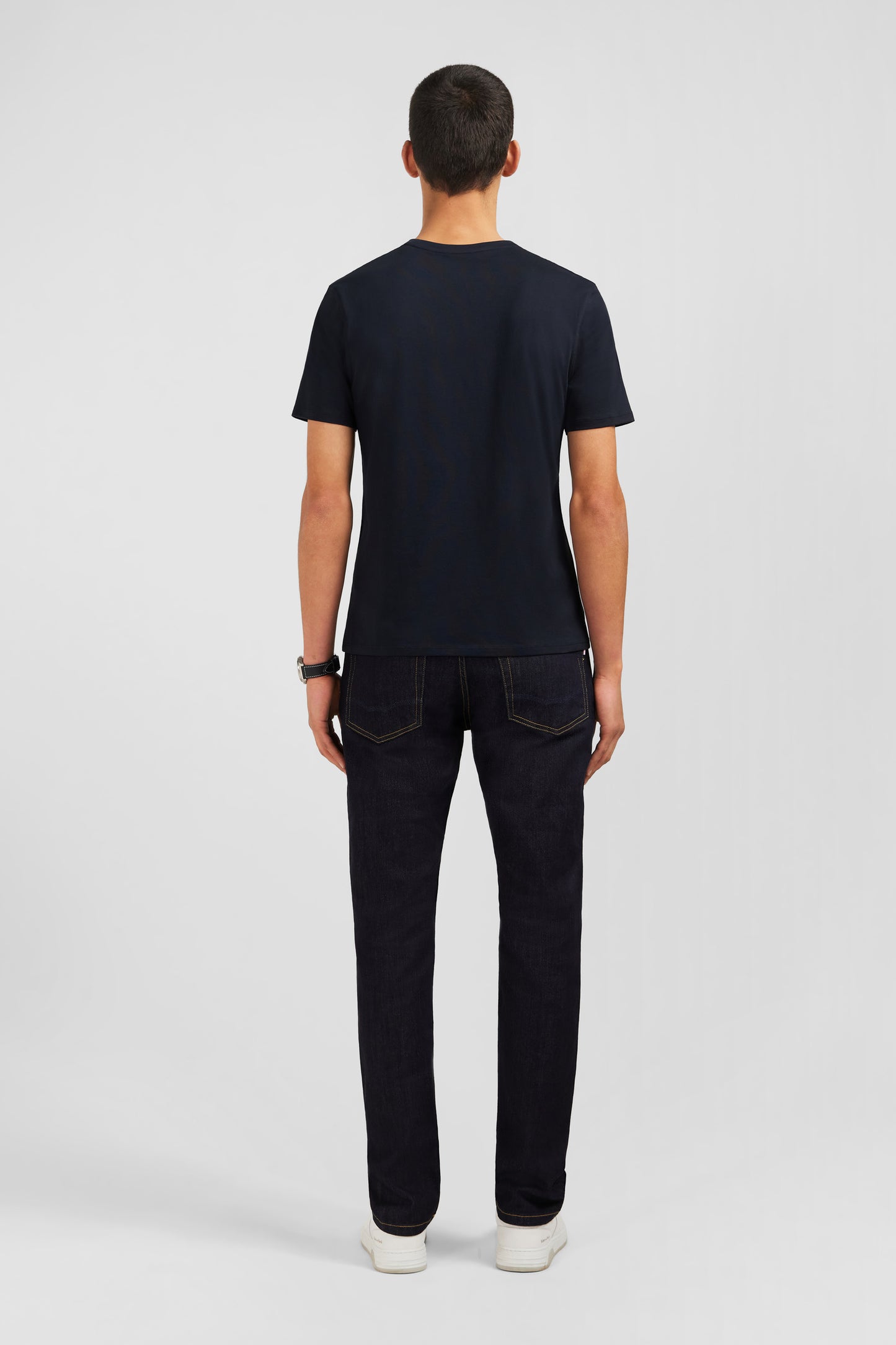 Crew neck black pima cotton t-shirt