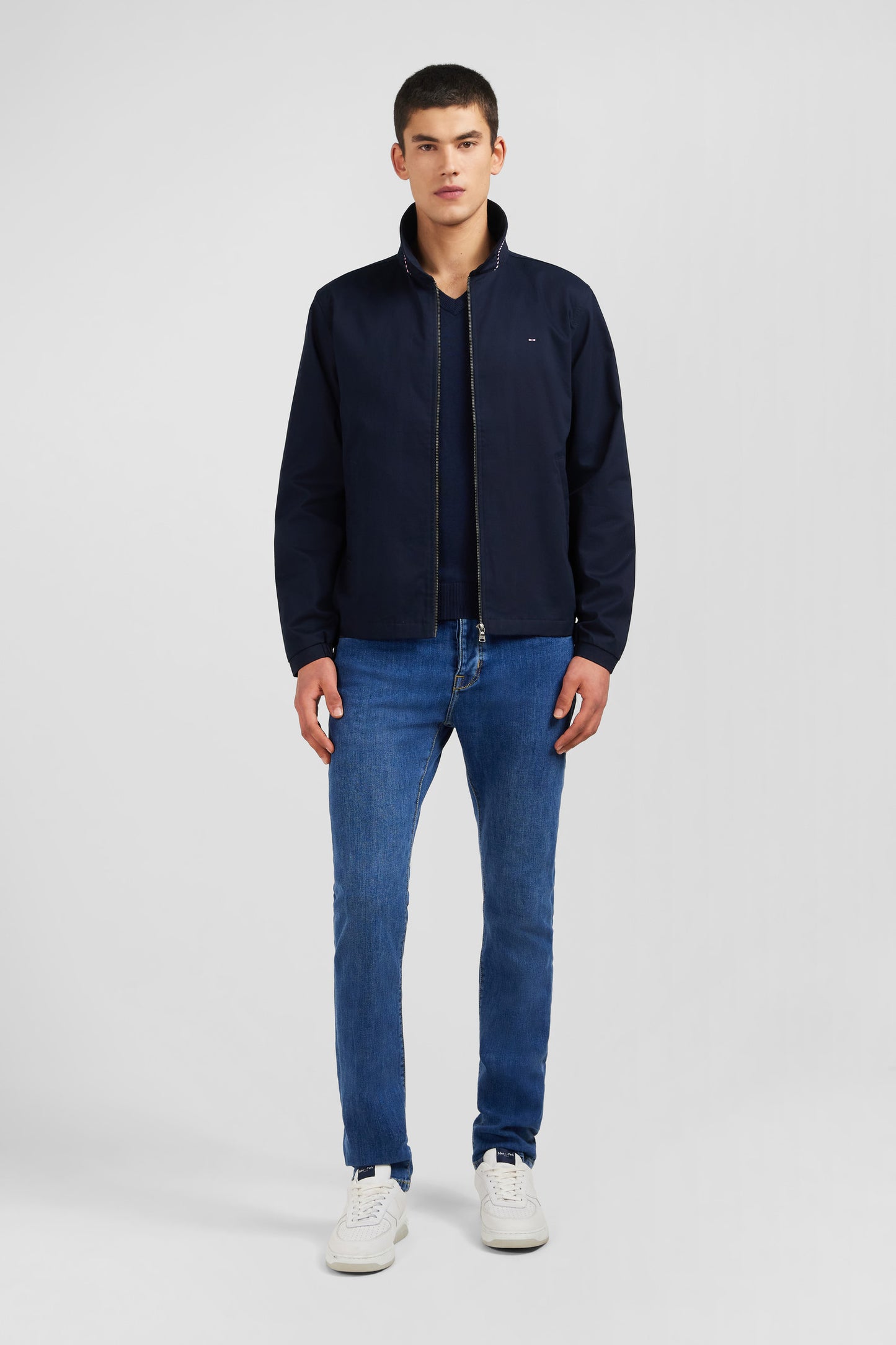 Dark blue jacket in cotton gabardine