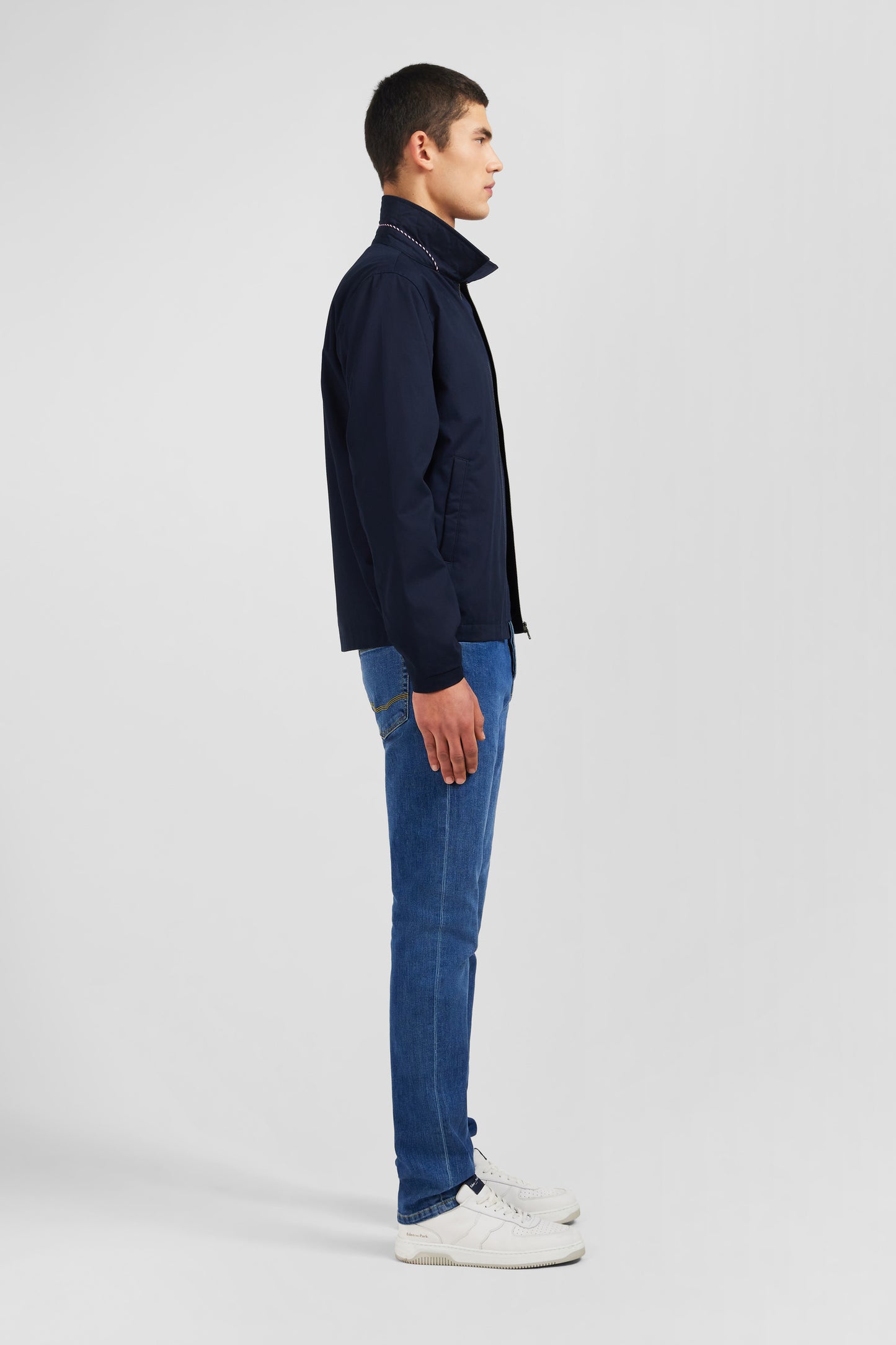 Dark blue jacket in cotton gabardine