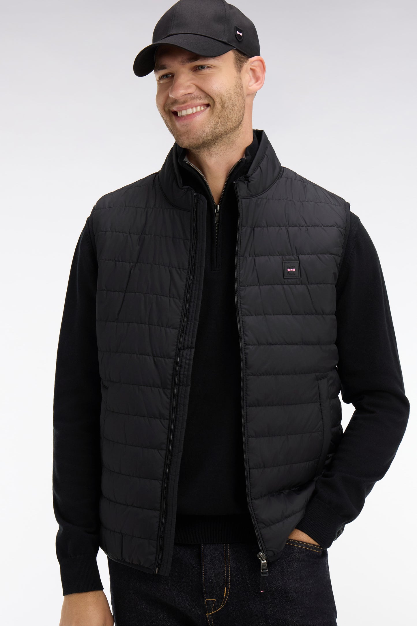 Black sleeveless down jacket