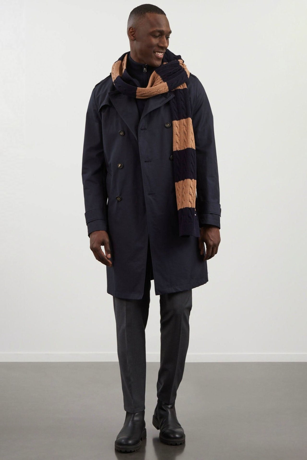 Navy blue waterproof trench coat