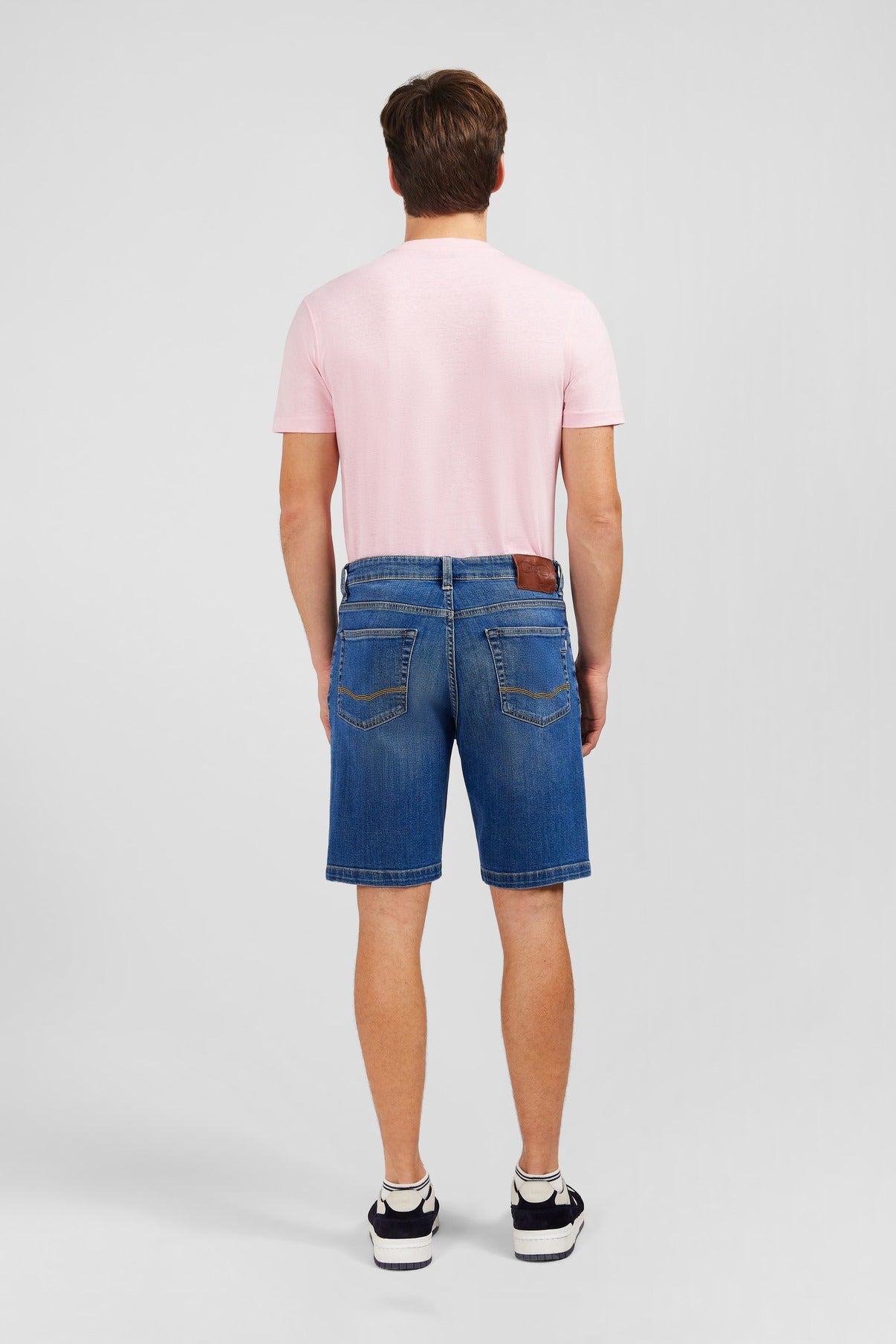 Dark blue denim shorts with faded effect