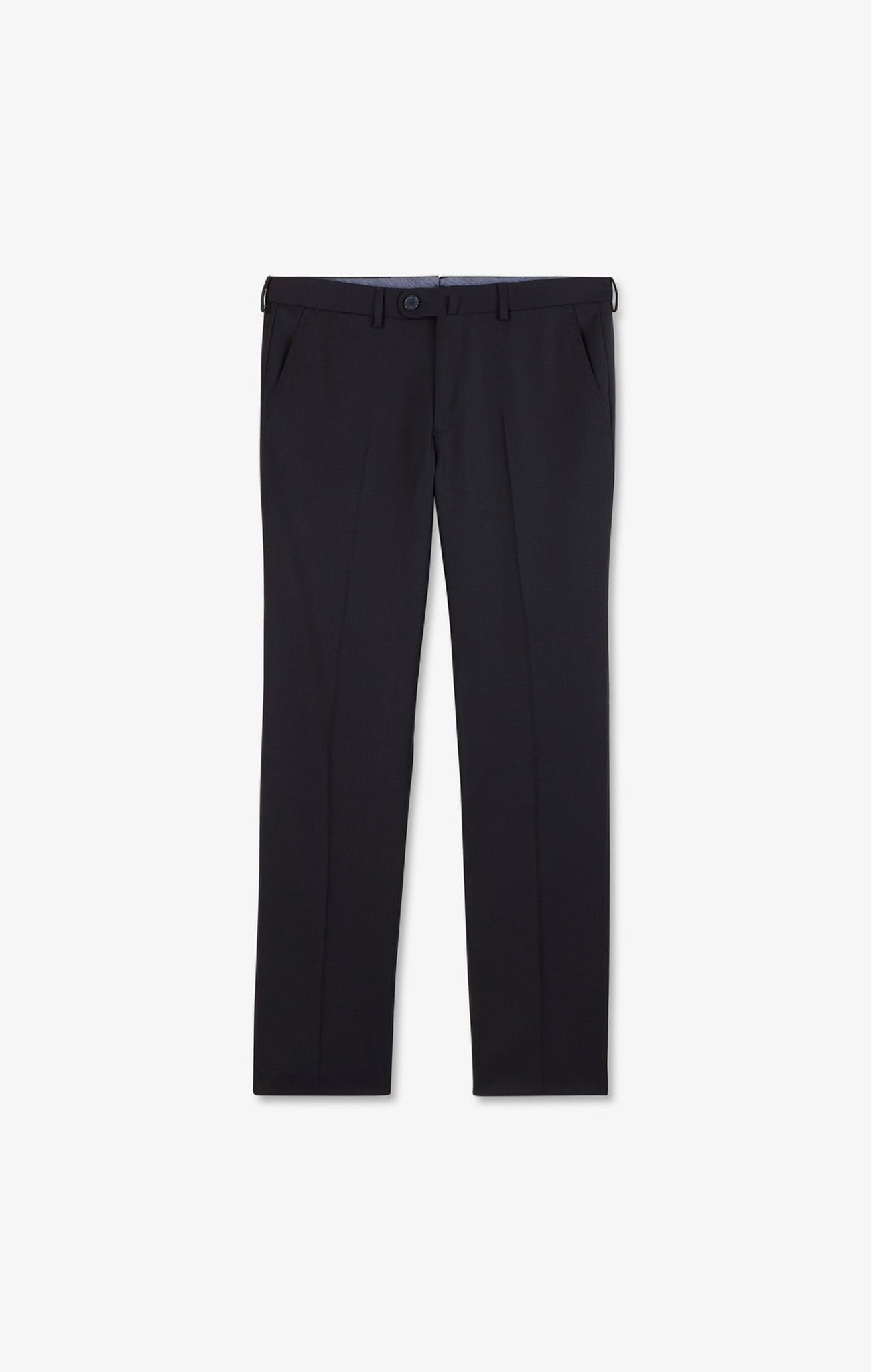 Regular dark blue wool trousers with broken fold