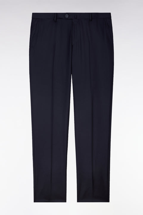 Slim dark blue wool trousers with broken fold - Image 2