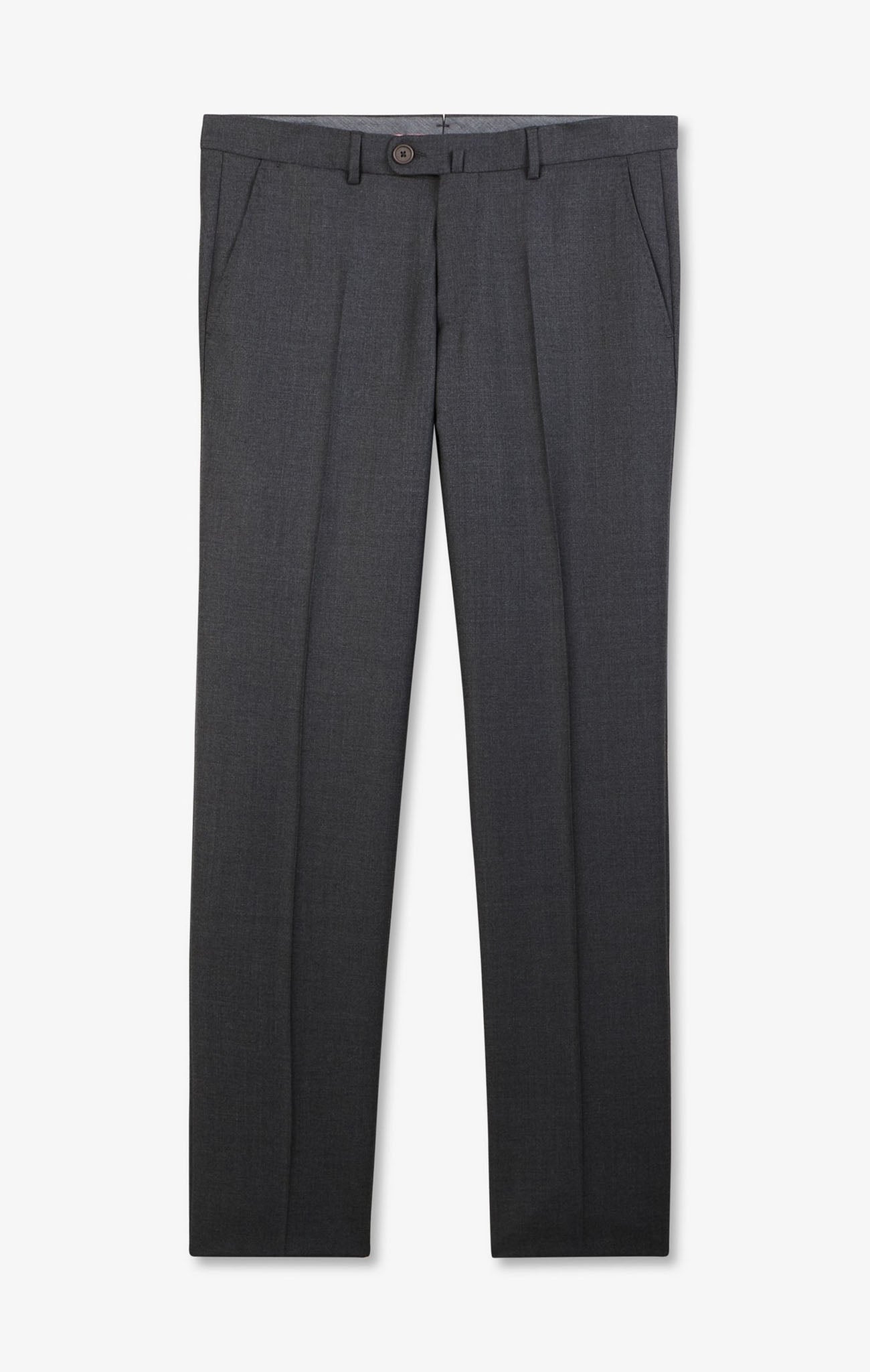 Regular grey wool trousers with broken fold