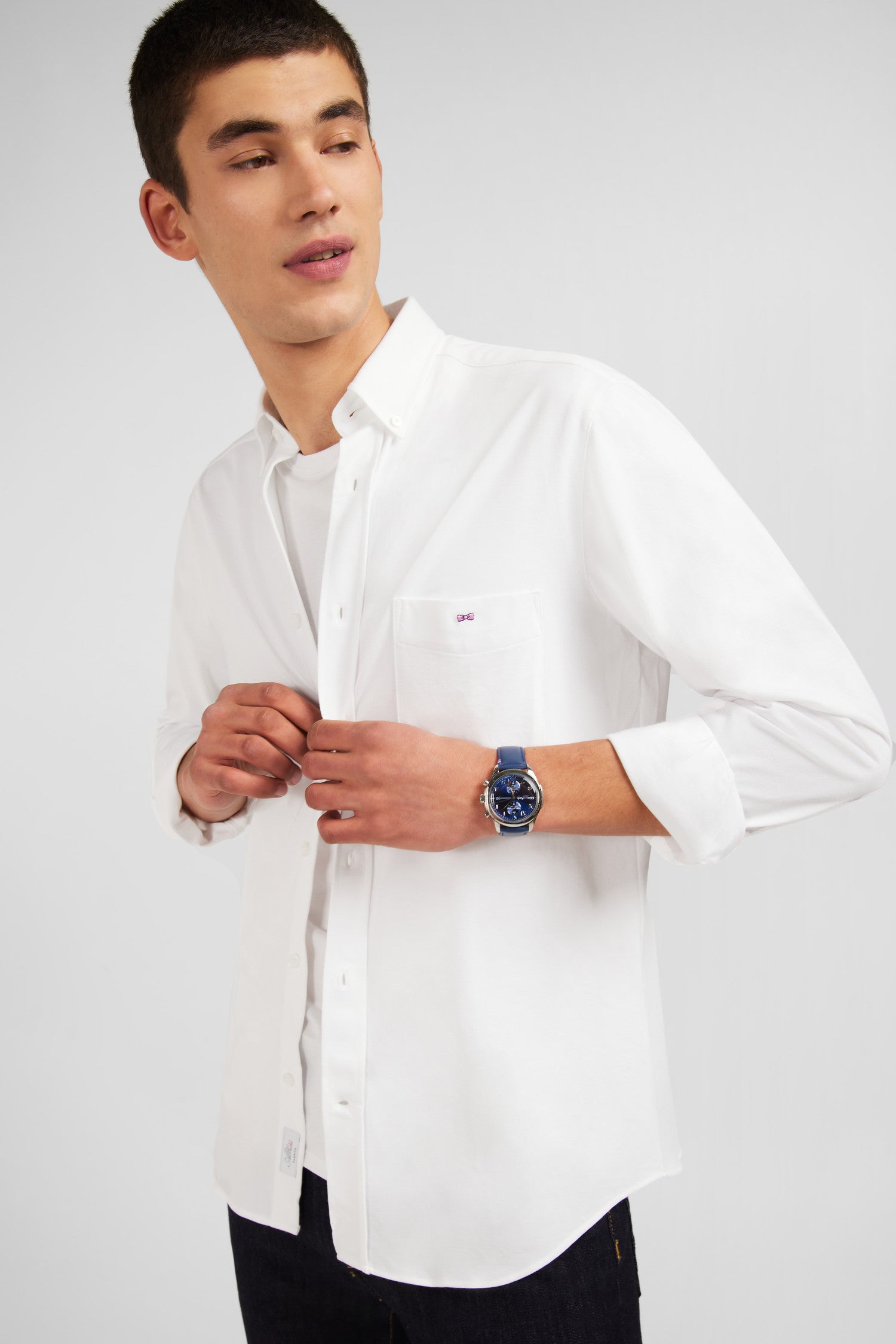 Chemise en coton pinpoint blanc