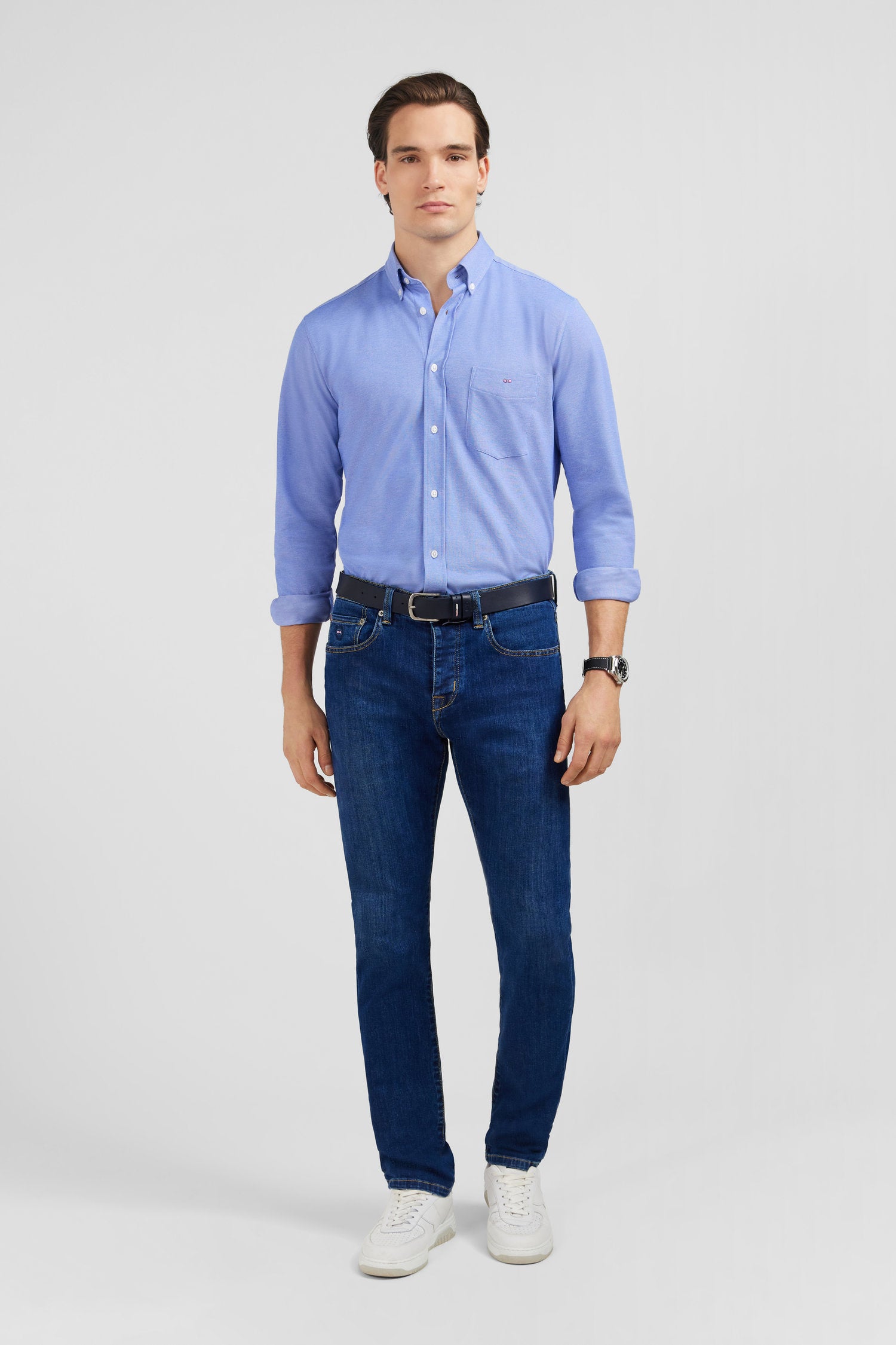 Blue cotton pinpoint shirt