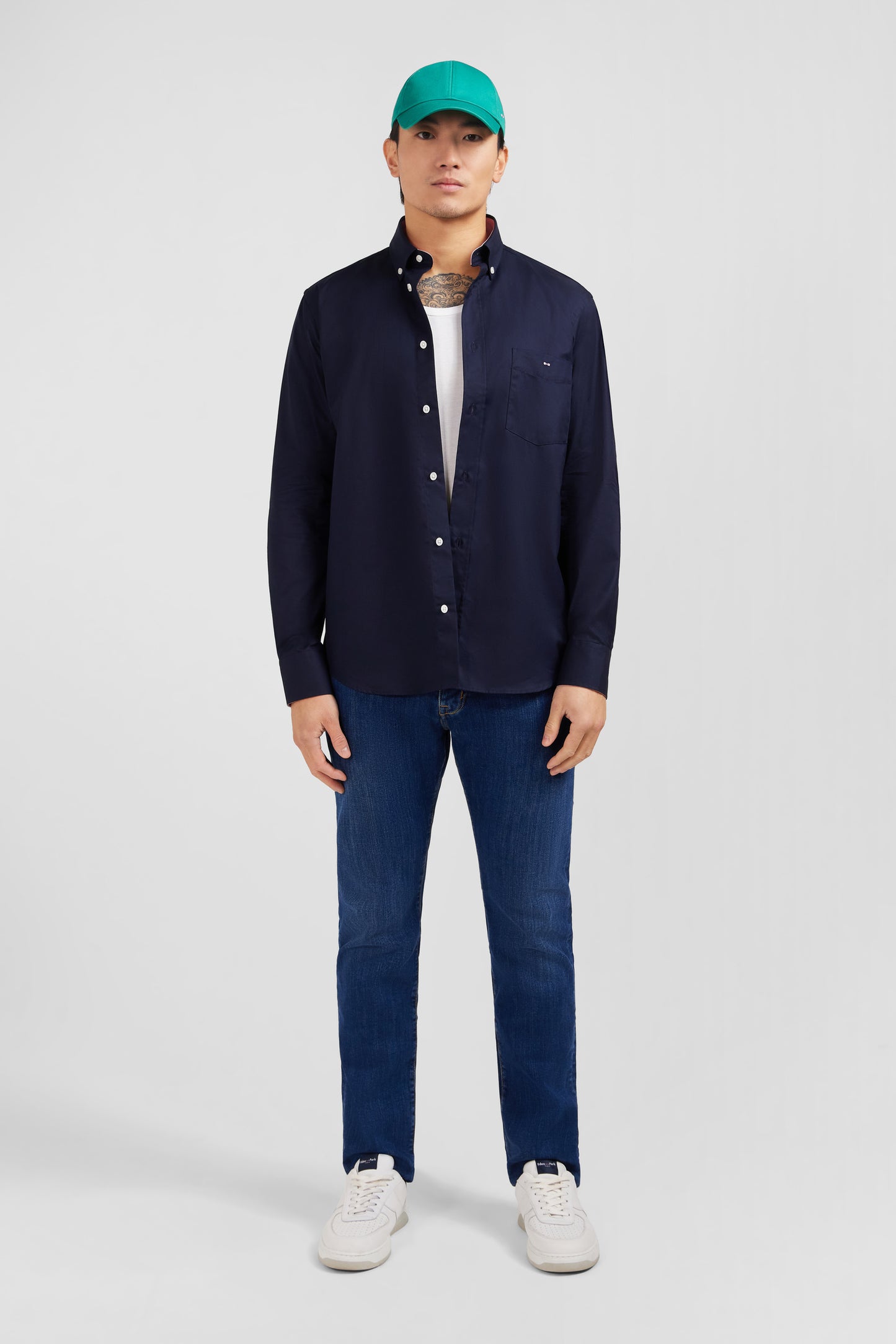 Dark blue cotton twill shirt