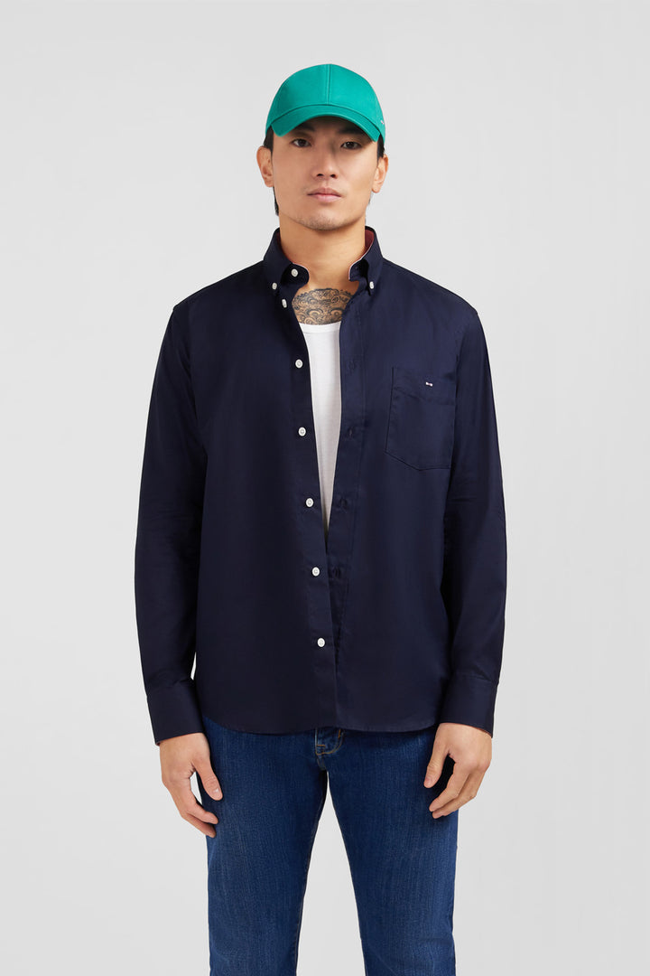 Dark blue cotton twill shirt