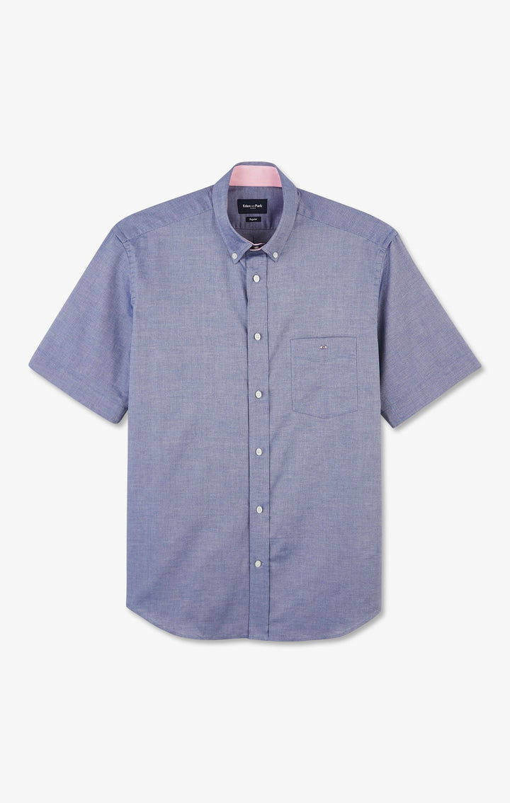 Short sleeved navy cotton shirt