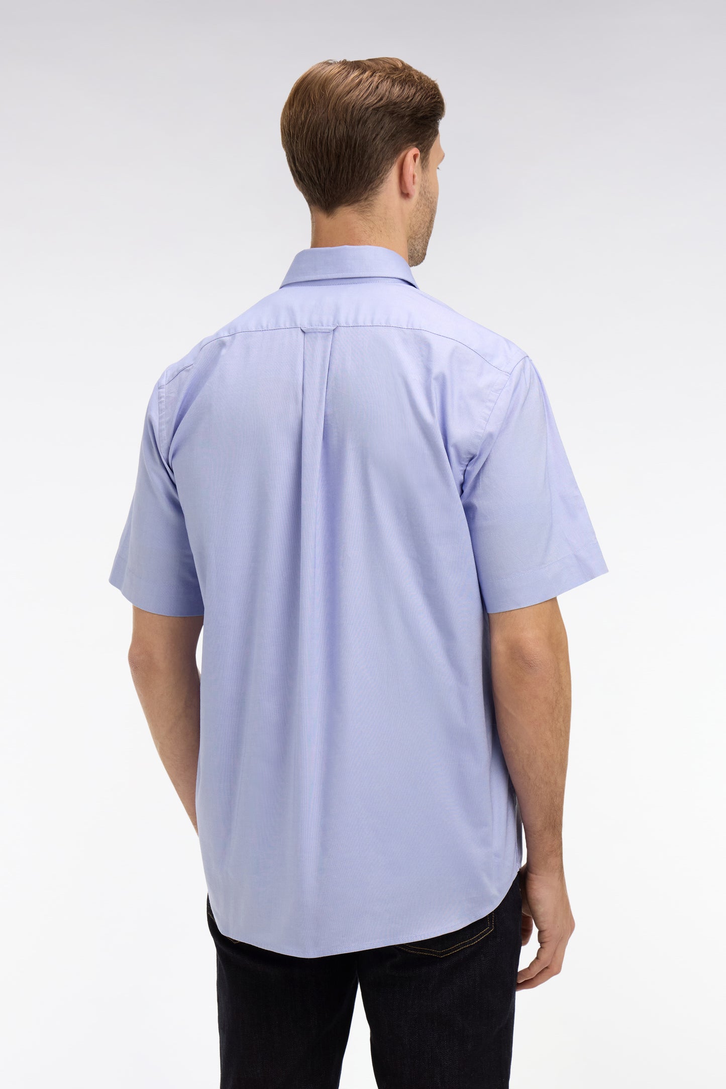 Short sleeved blue cotton shirt