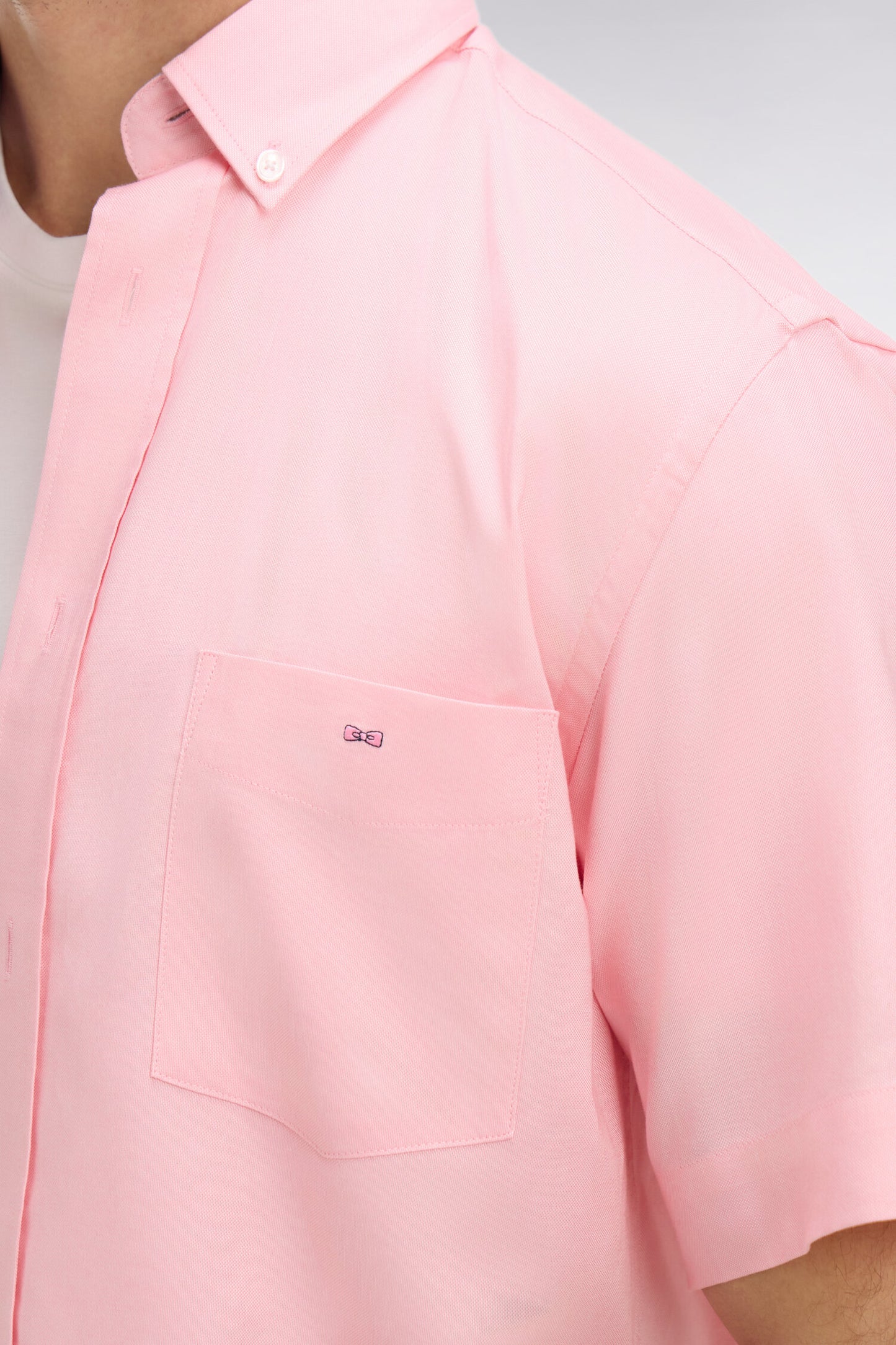 Short sleeved pink cotton shirt