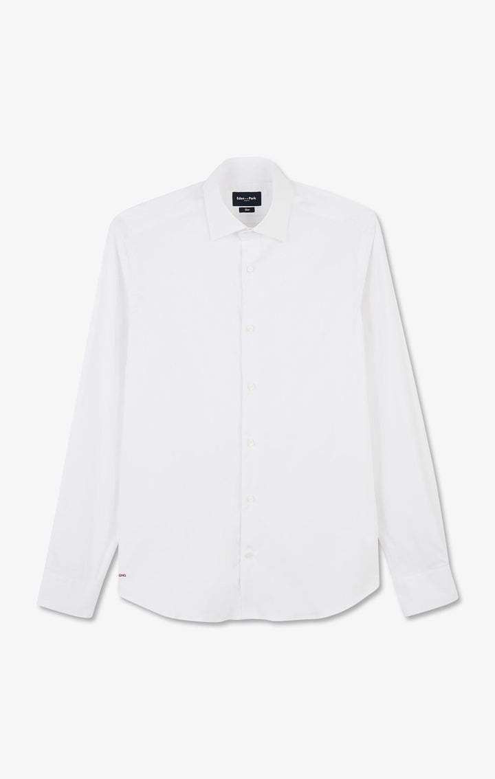 Chemise blanche slim en popeline stretch