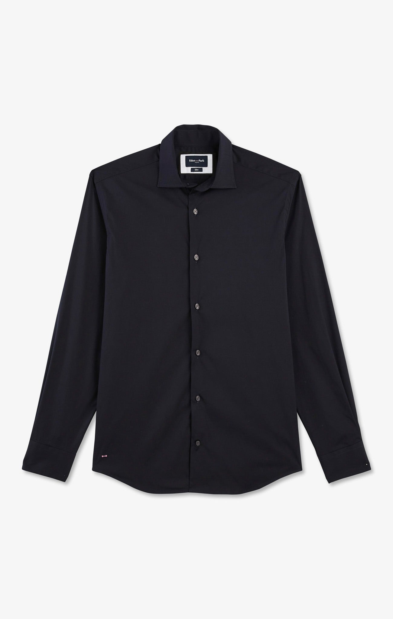 Slim-fit navy shirt in stretch poplin