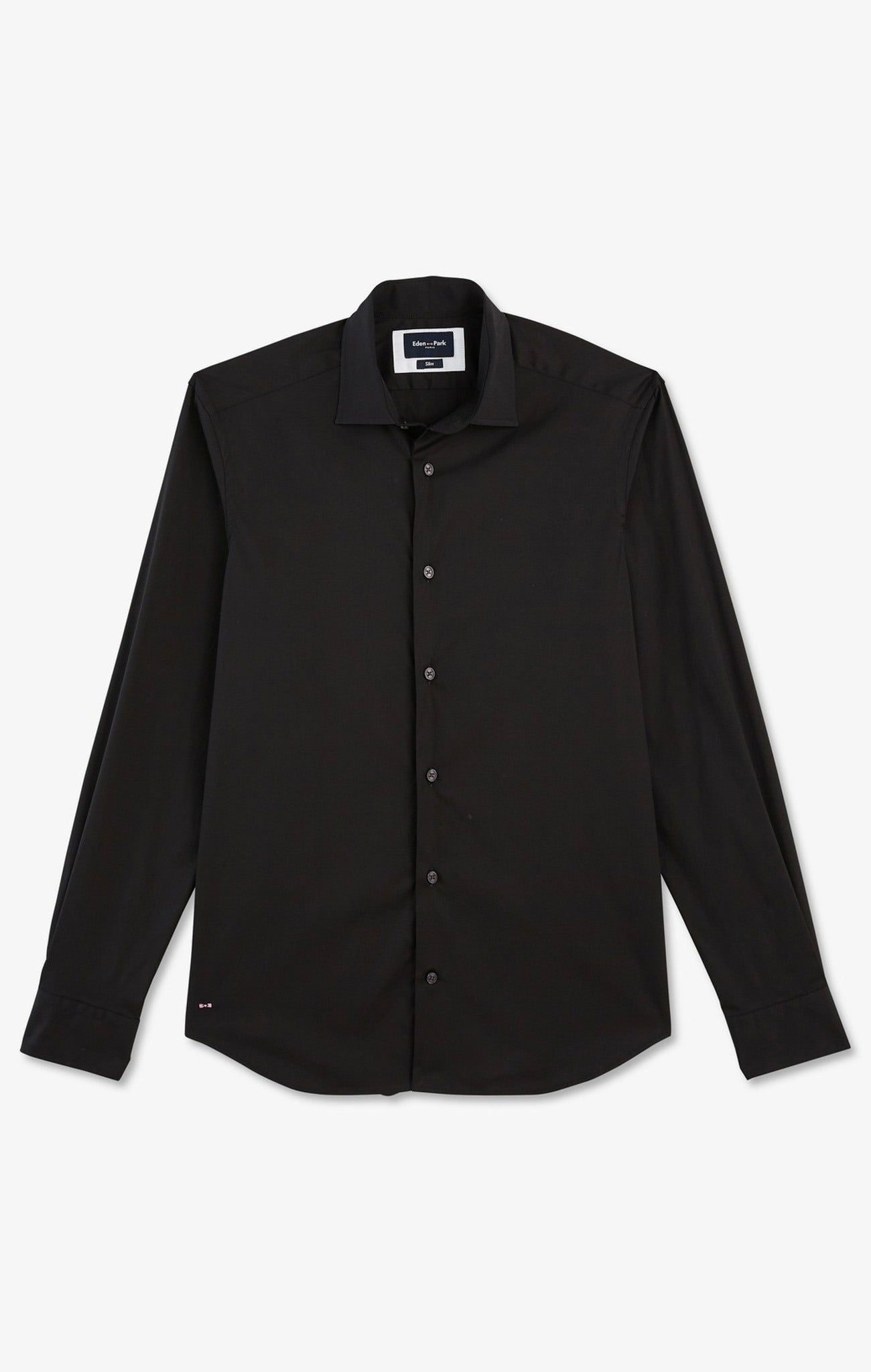 Slim-fit black shirt in stretch poplin