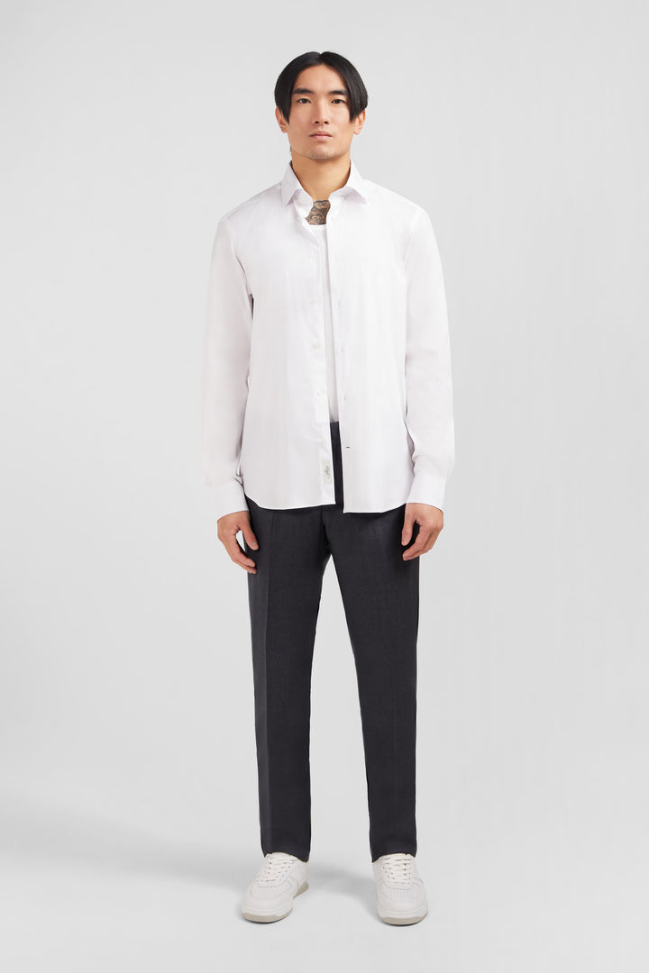 Slim-fit white shirt in stretch poplin