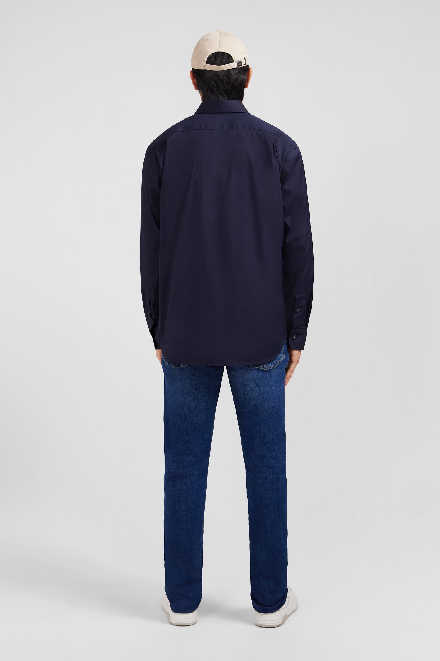 Dark blue shirt in stretch cotton