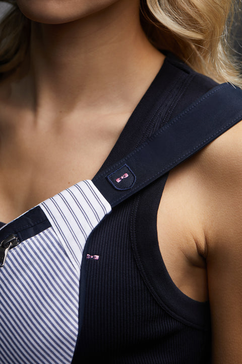Upcycled blue striped cotton fanny pack Pap'Atelier - Image 3