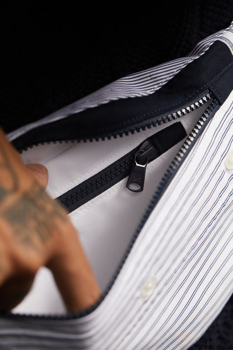 Upcycled white striped cotton fanny pack Pap'Atelier - Image 3