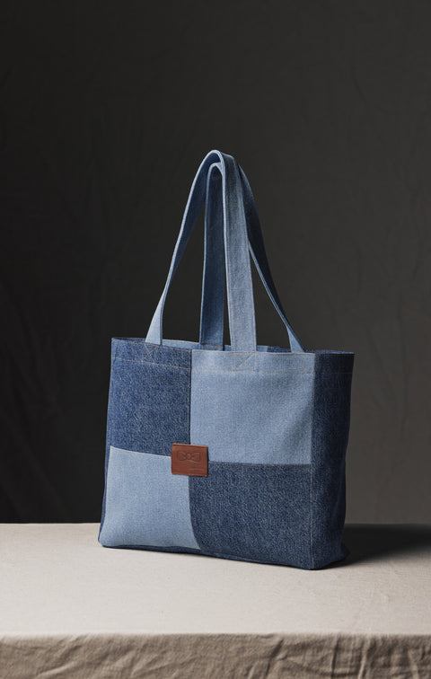 Sac cabas en patchwork denim upcyclé Pap'Atelier - Image 3