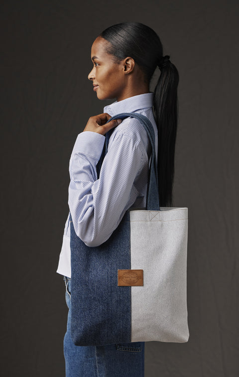 Sac cabas en denim bicolore upcyclé Pap'Atelier - Image 2
