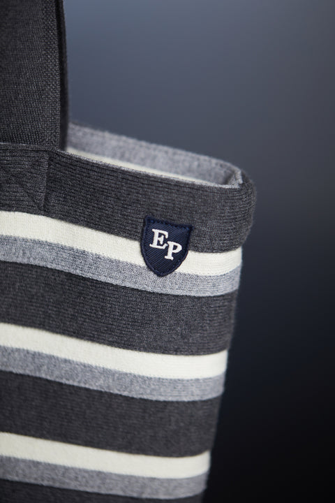 Tote bag en maille rayée tricolore upcyclé Pap'Atelier - Image 3