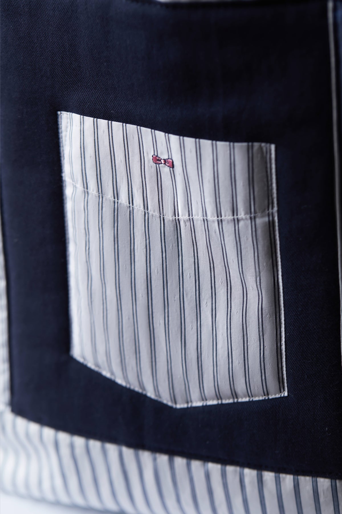Sac cabas upcyclé Pap'Atelier en patchwork de coton rayé matelassé