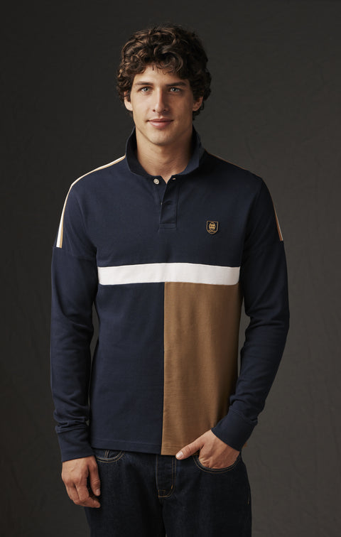 Maillot à manches longues en jersey marine upcyclé Pap'Atelier - Image 1