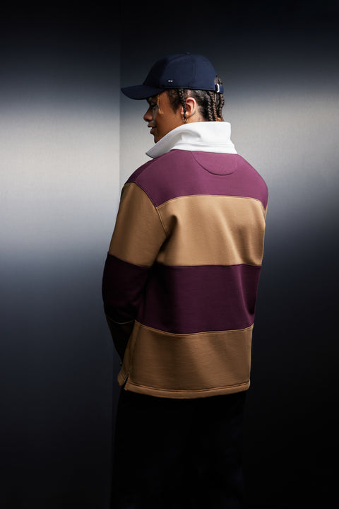 Maillot à rayures rugby bicolore upcyclé Pap'Atelier - Image 3