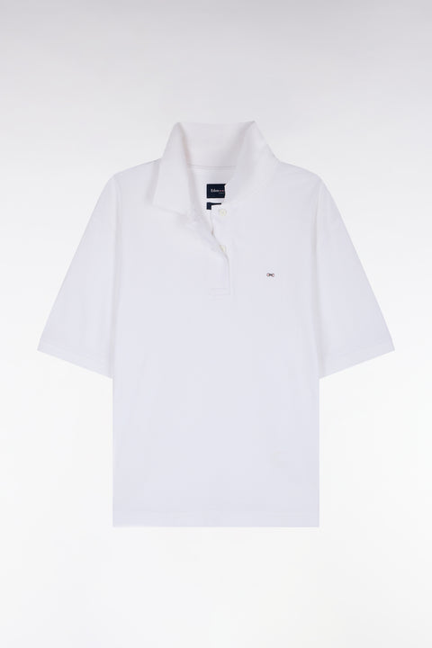 Polo manches courtes en coton blanc coupe oversized - Image 2