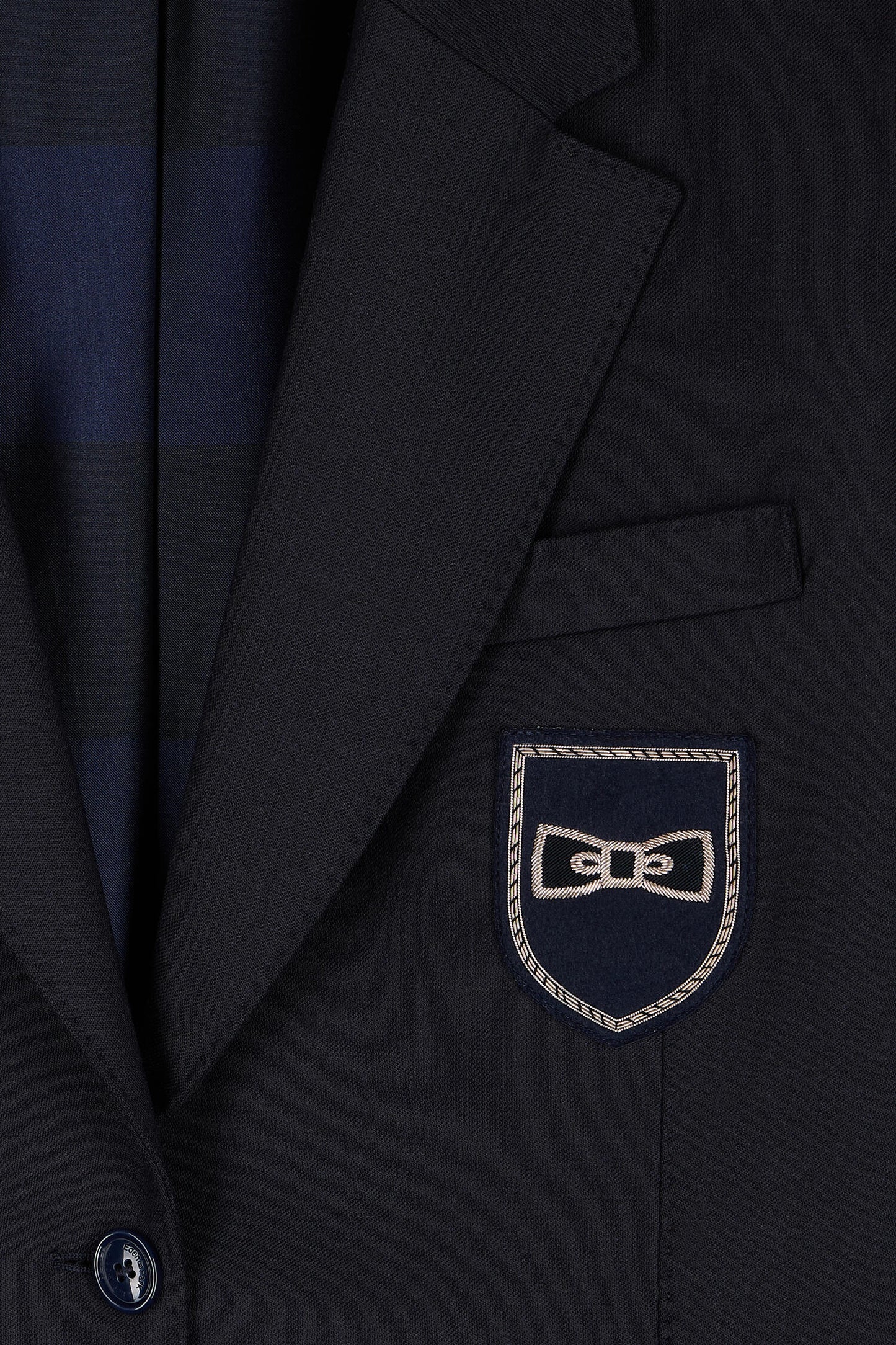 Veste blazer marine coupe oversized badge écusson