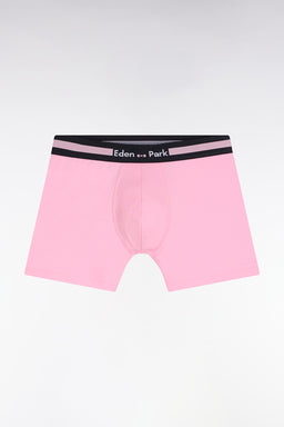 Set of two boxer shorts in pink and navy stretch cotton jersey