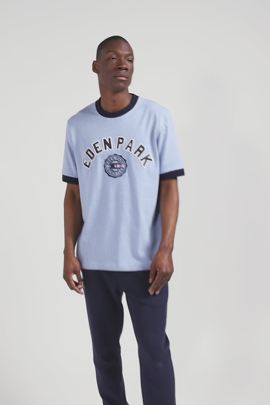 Oversize sky blue short-sleeved cotton T-shirt with Eden Park print