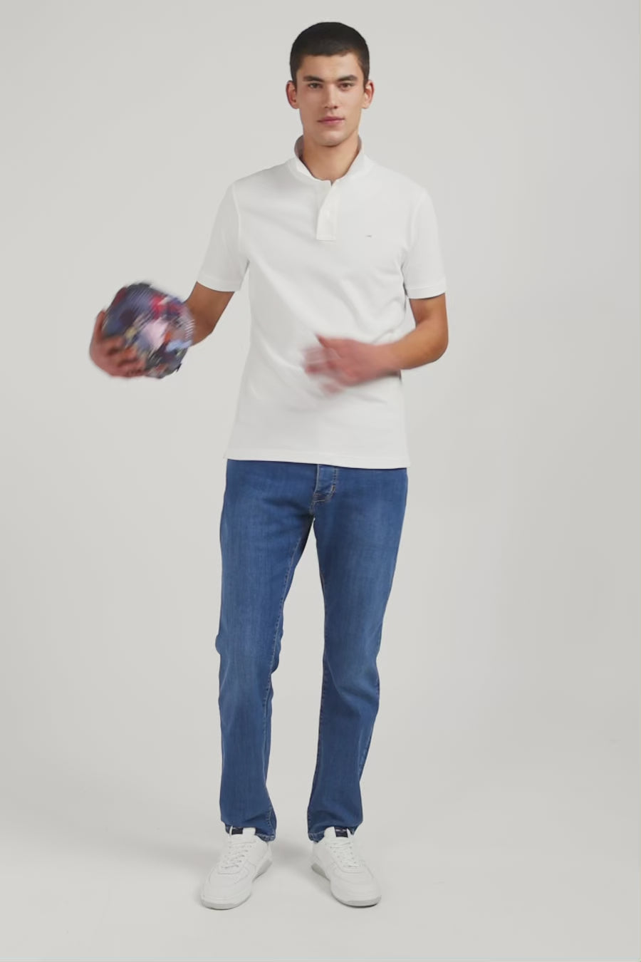 White stretch pima cotton polo