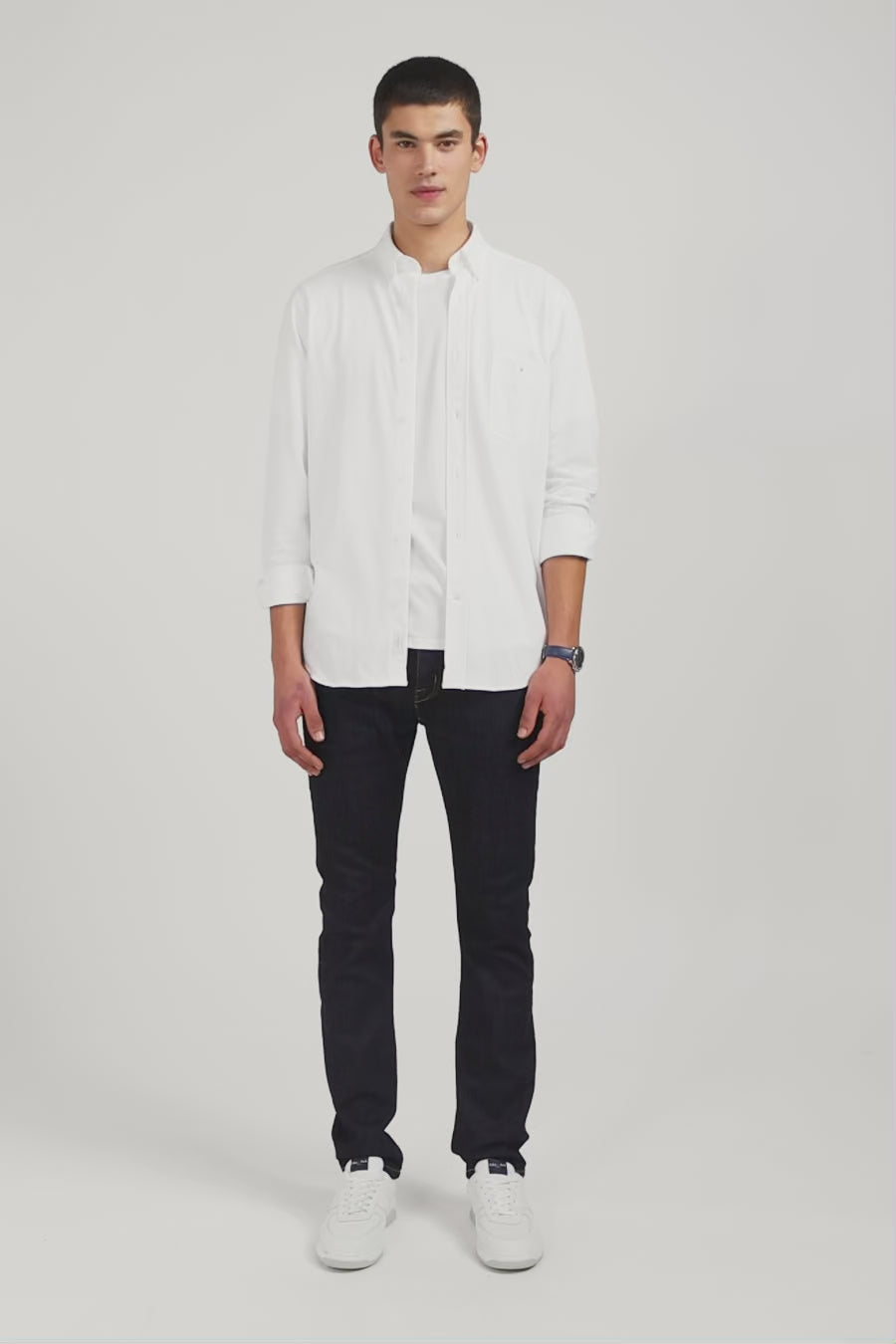 Chemise en coton pinpoint blanc