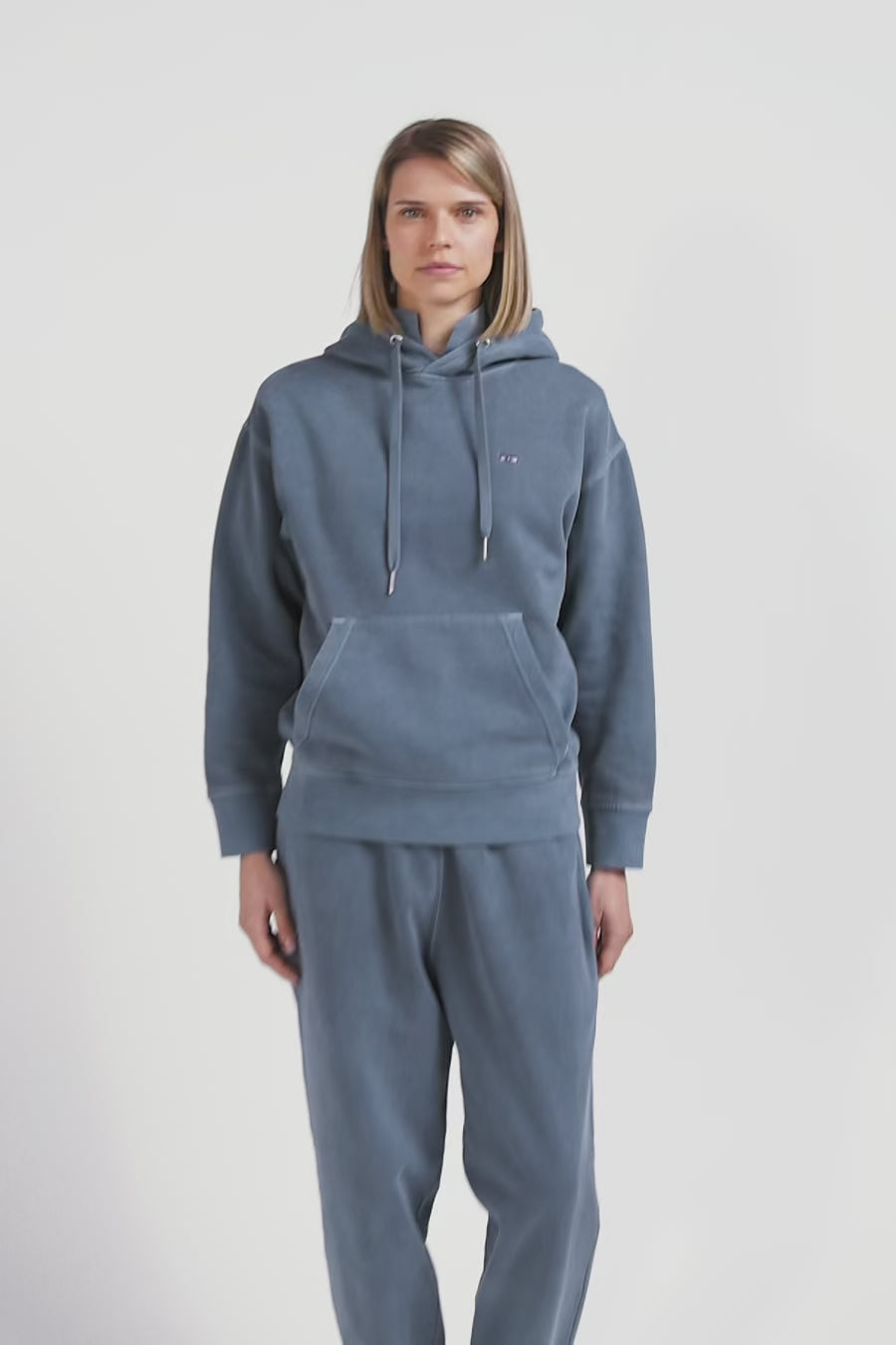 Oversize grey unisex dyed cotton fleece hoodie