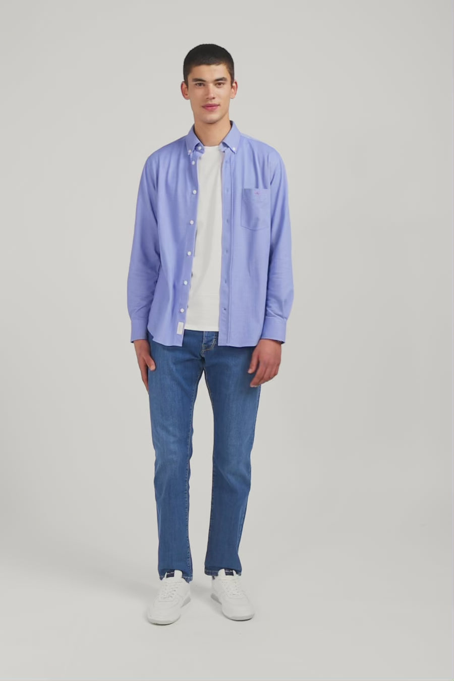 Blue pinpoint cotton shirt