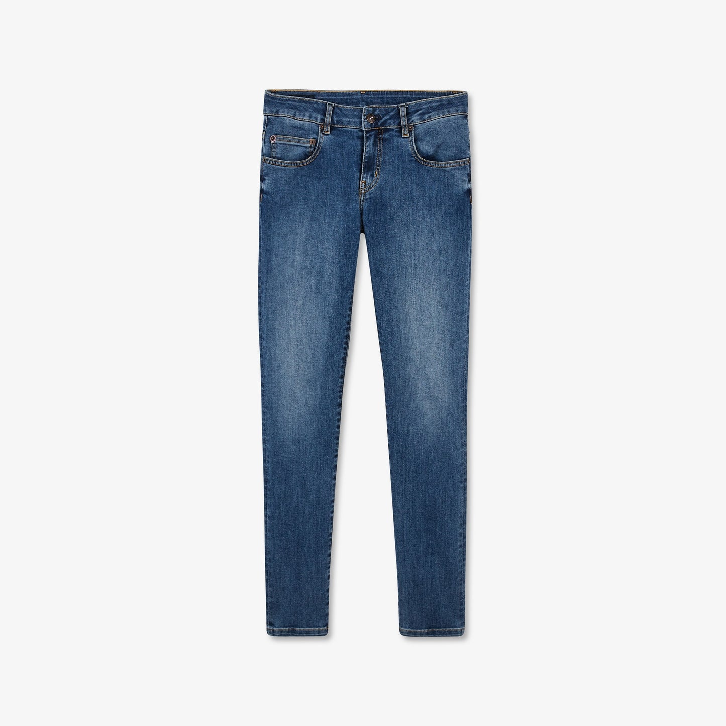Slim-fit washed blue jeans