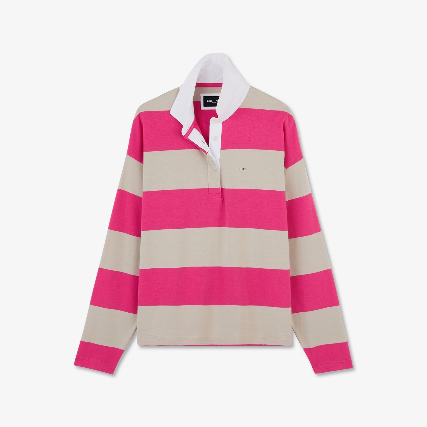 Long-sleeved rugby shirt with wide stripes