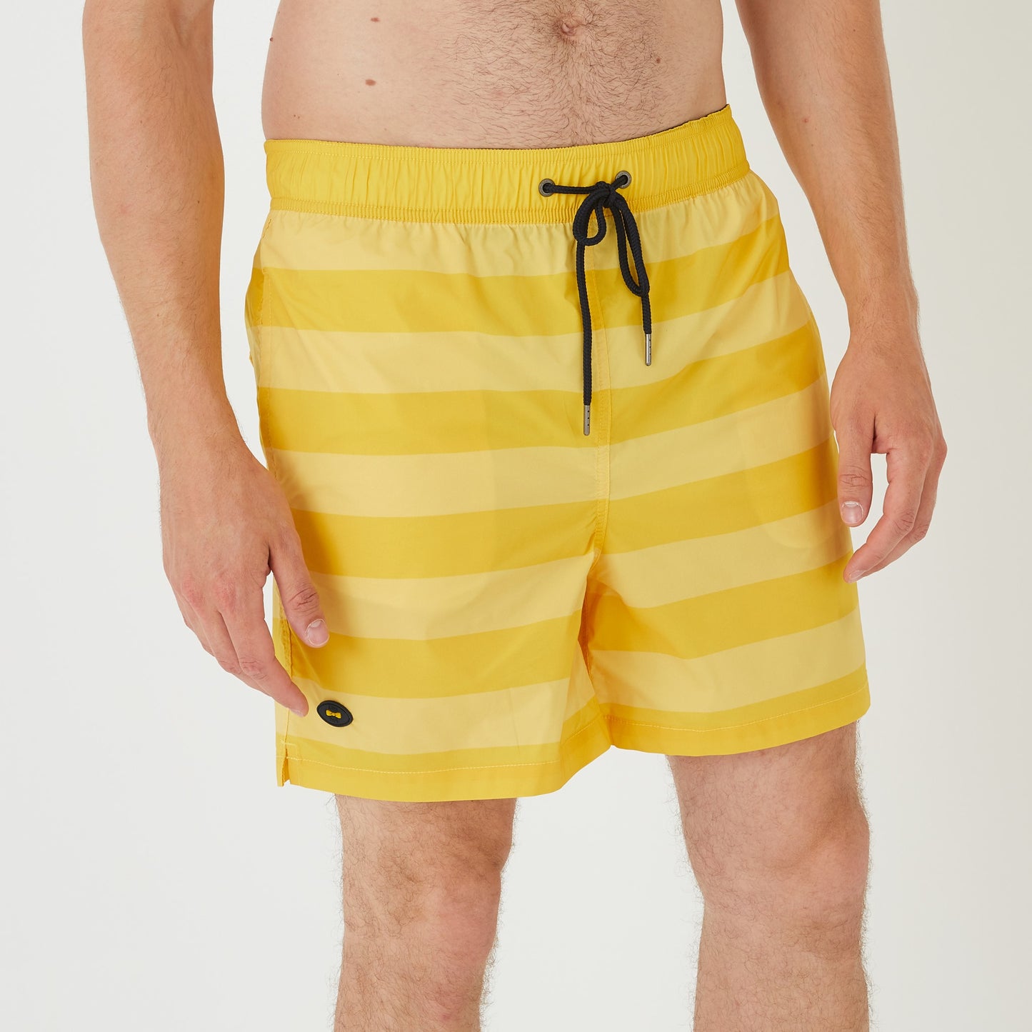 Yellow striped swim shorts