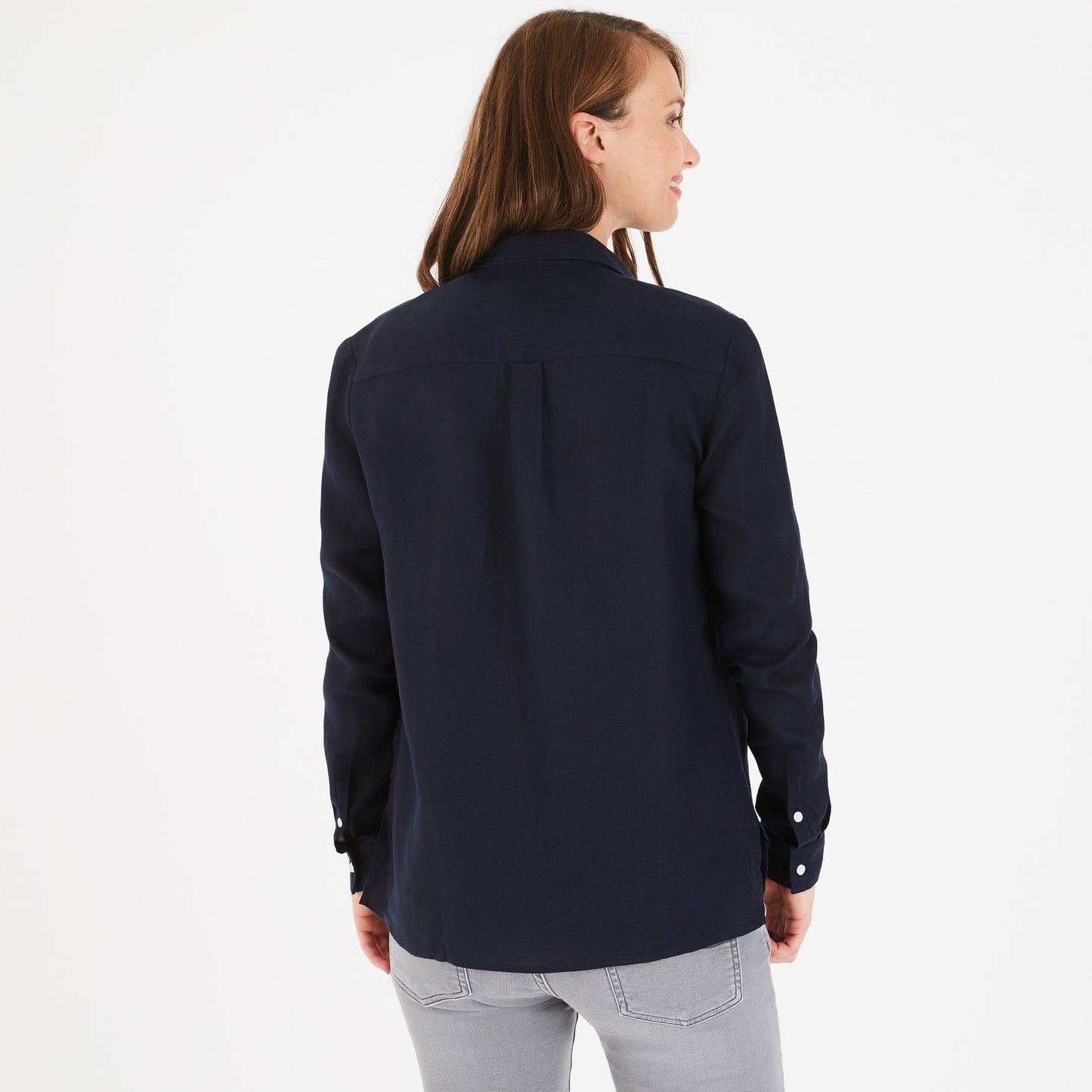 Dark blue linen blouse