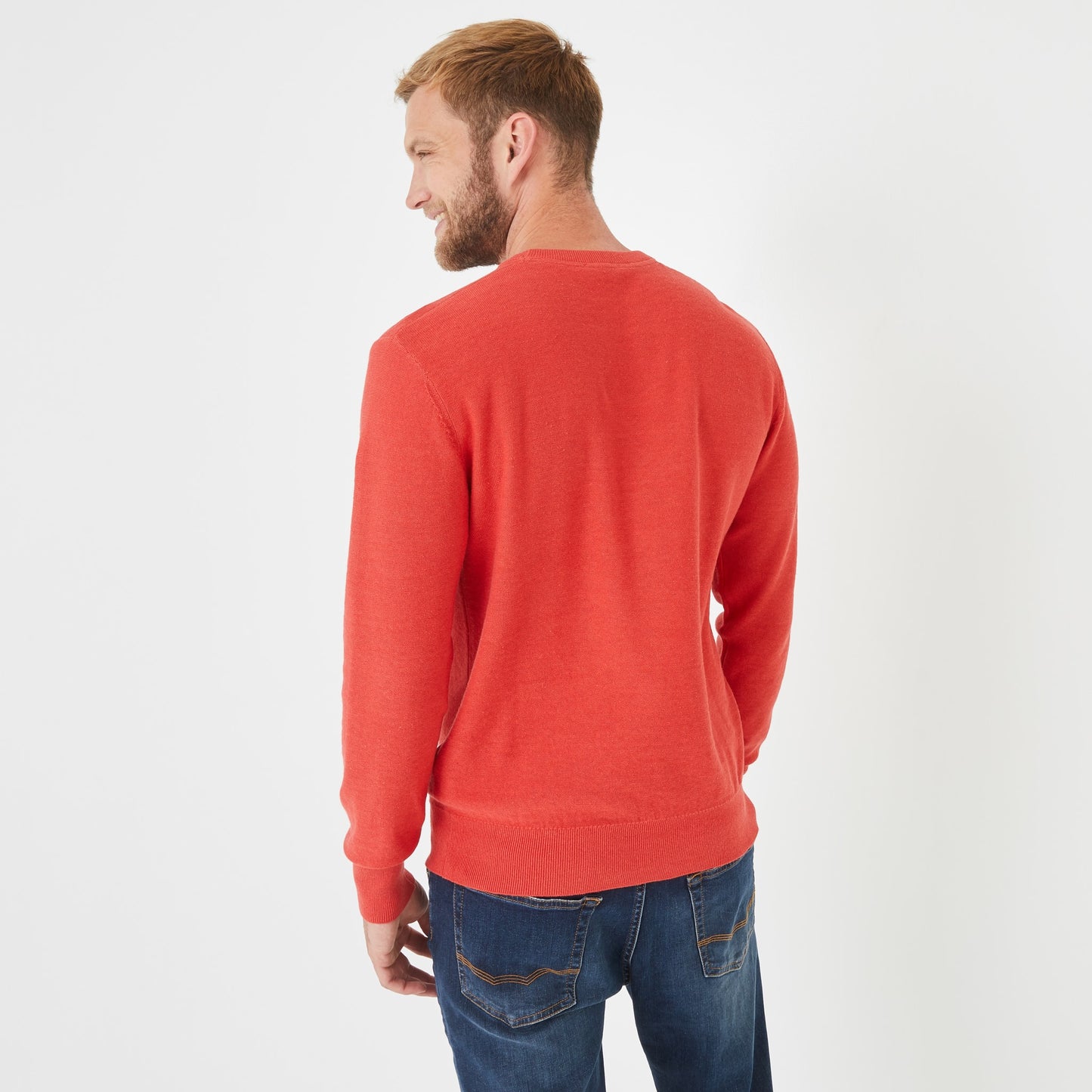 Orange cable knit jumper with crew neck
