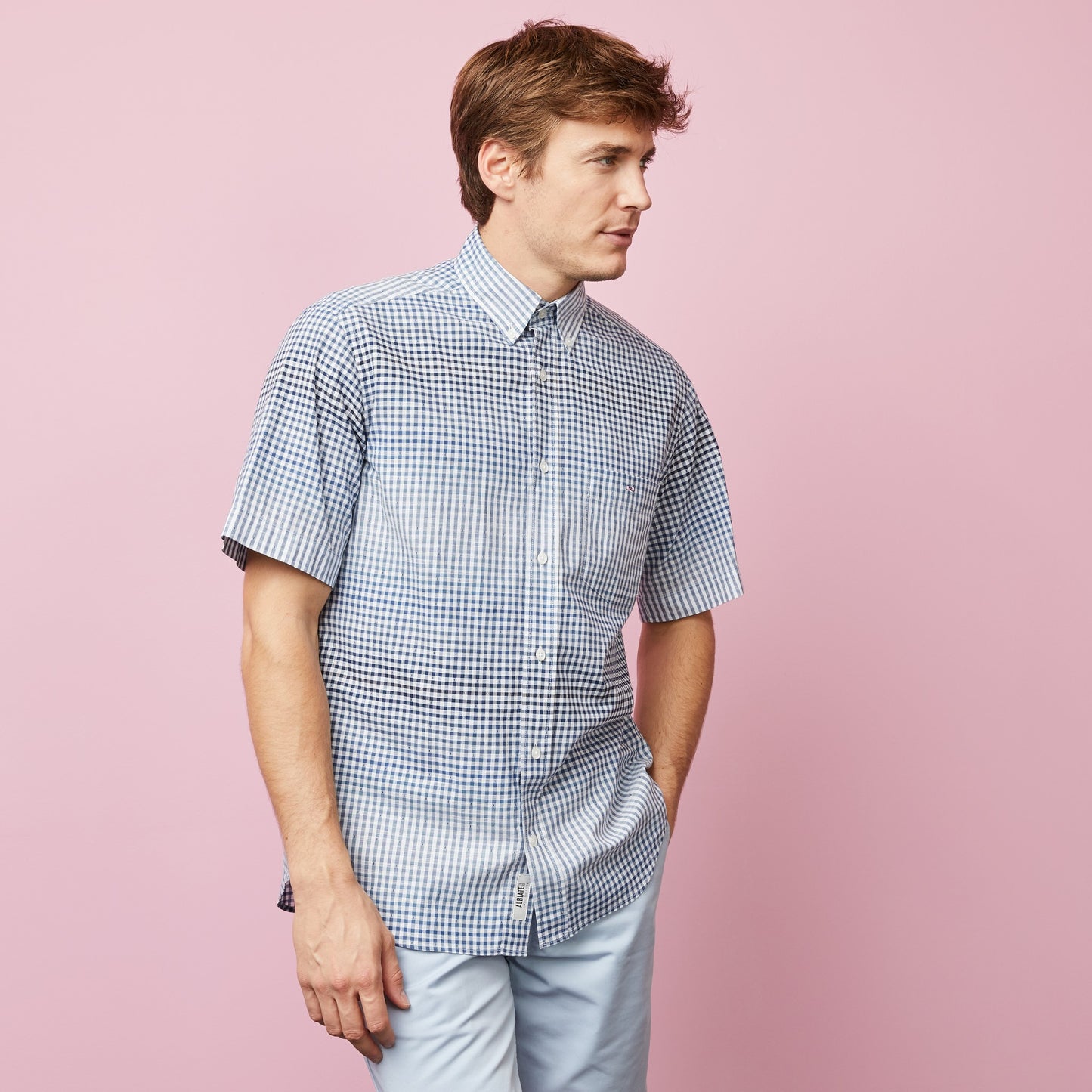 Blue tie dye checked blouse