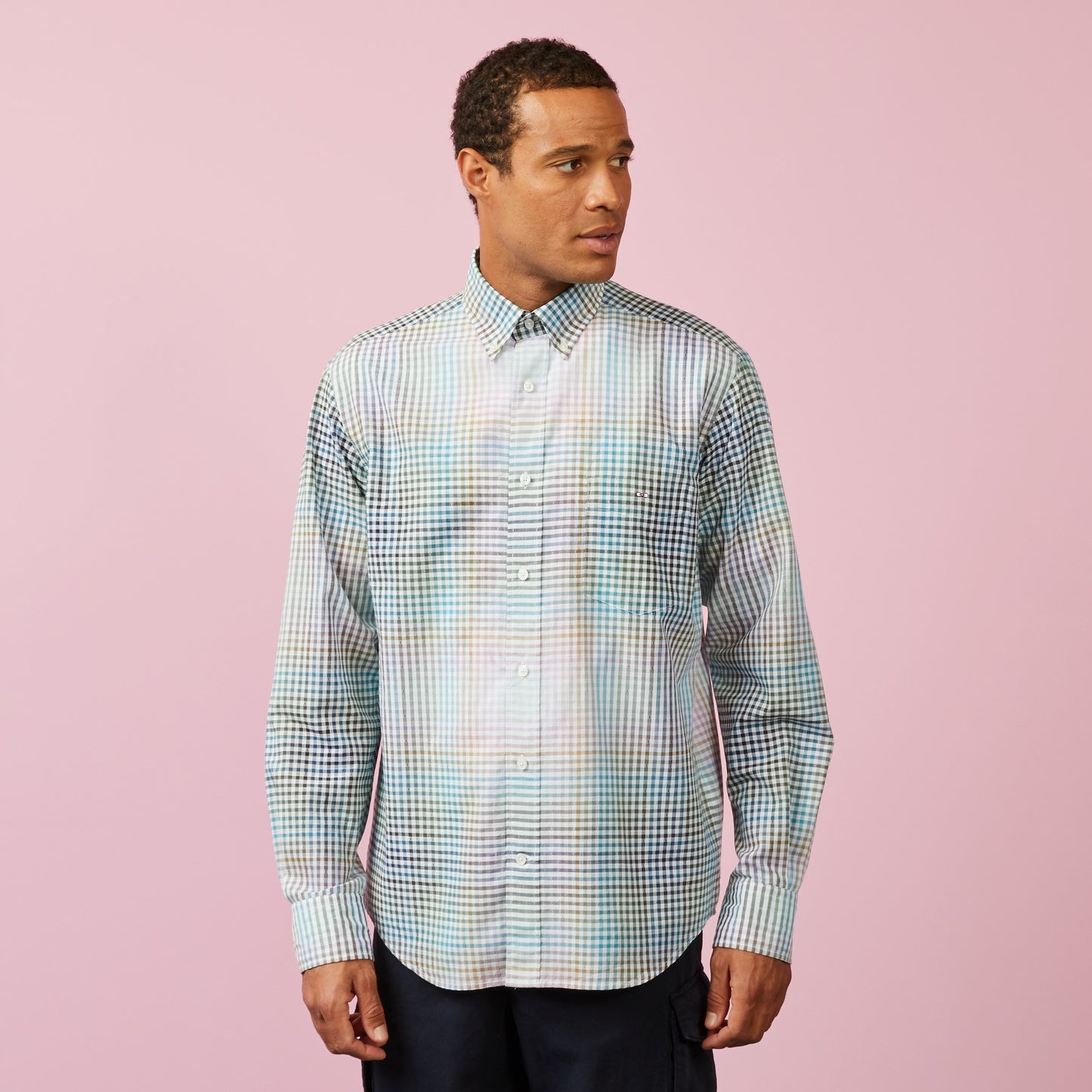 Multicolour tie dye checked shirt