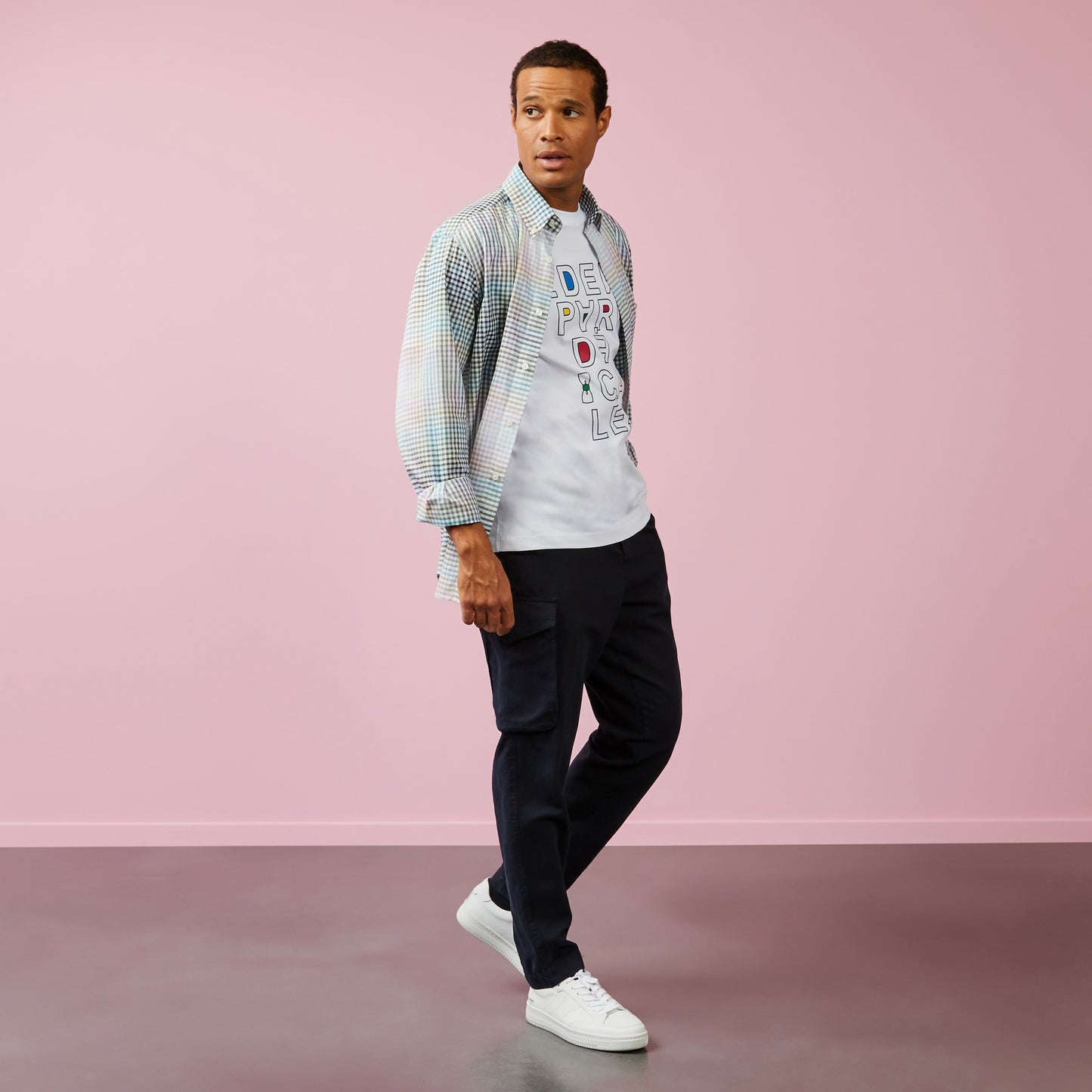 Multicolour tie dye checked shirt