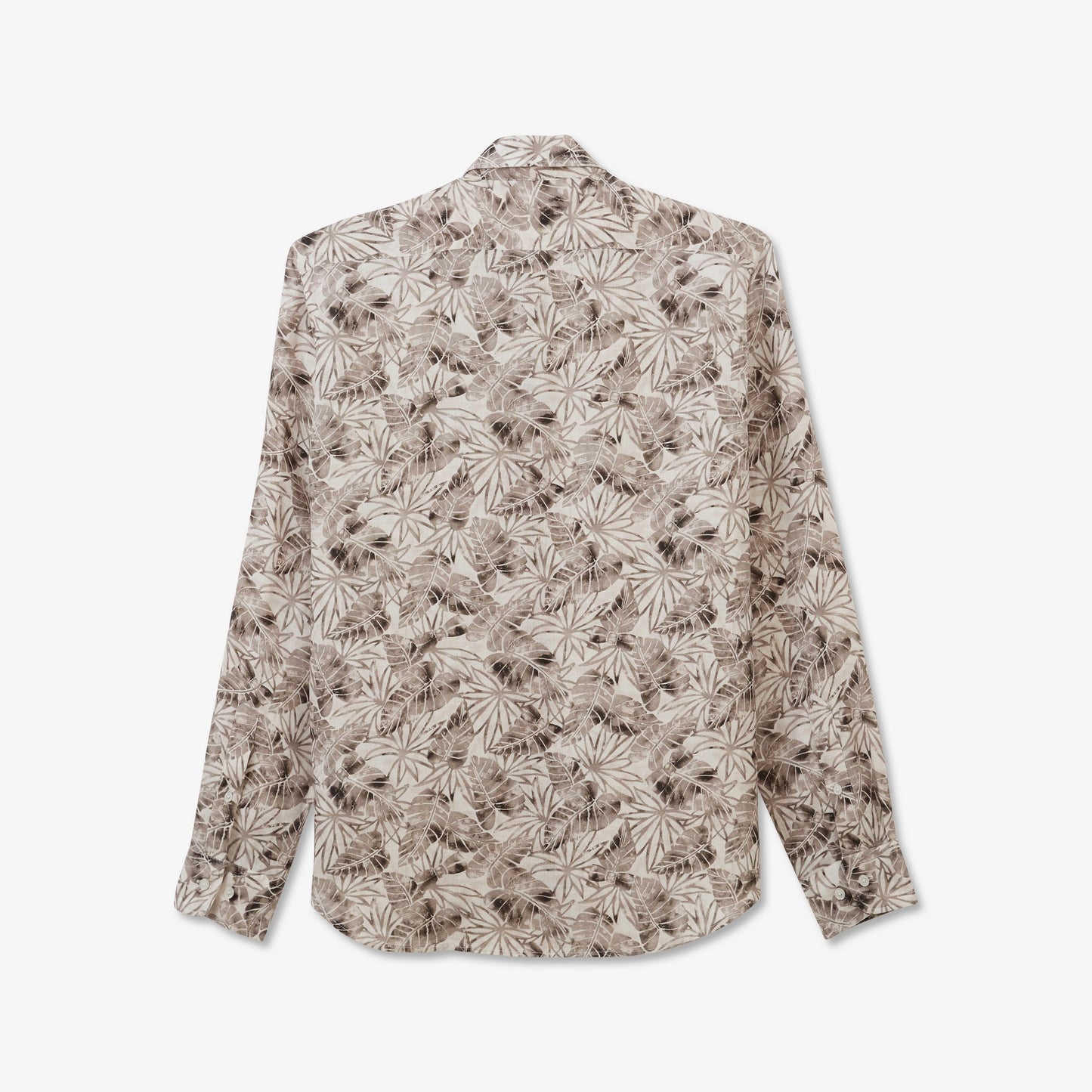 Beige linen shirt with a leaves print