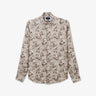 Beige linen shirt with a leaves print